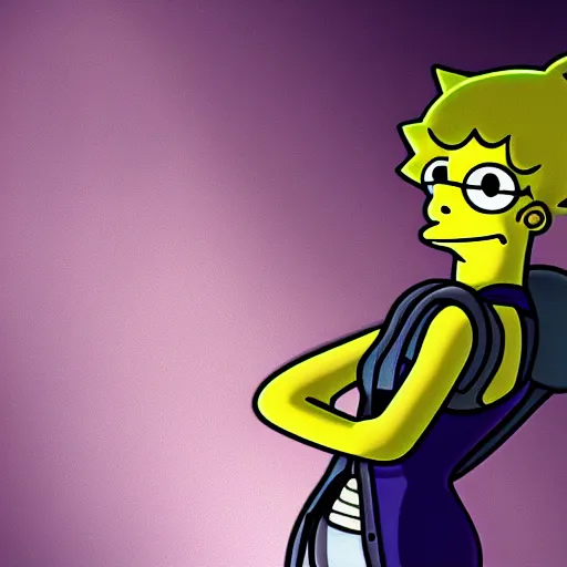 Image similar to photorealistic cyberpunk Lisa Simpson hd