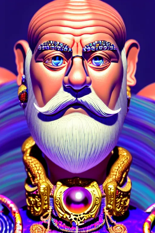 Prompt: maximalist detailed handsome masculine wise old male genie portrait by adoryanti, machine. delusions, holosomnia, electrixbunny, rendered in discodiffusion. decorated with pearls and gems, behance hd. by wlop, studio ghibli. ilya kuvshinov, igor goryunov artgerm. ray tracing hdr polished sharp