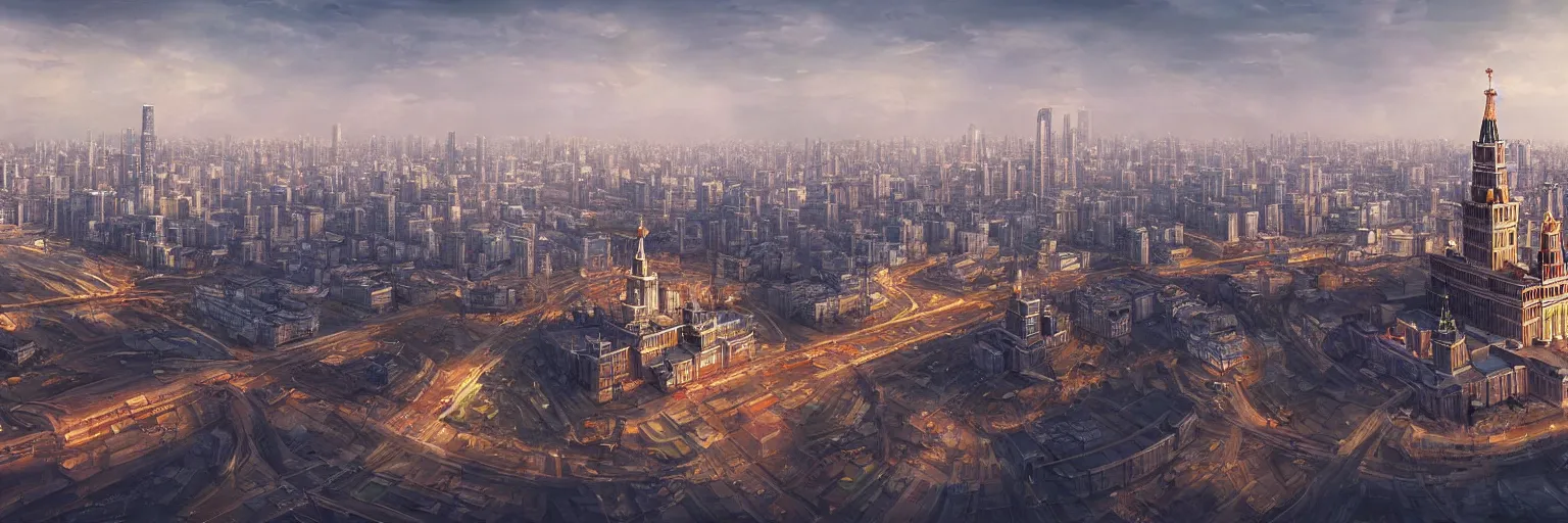 Image similar to a beautiful highly detailed matte painting of a Moscow city, by Jose Daniel Cabrera Pena and Leonid Kozienko concept art by Tooth Wuan