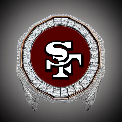 Prompt: San Francisco 49ers championship ring, diamonds, ultradetailed, 4k, trending on artstation, devianart and cgsociety, concept art