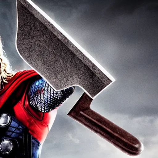 Image similar to thor holding Mjolnir Axe