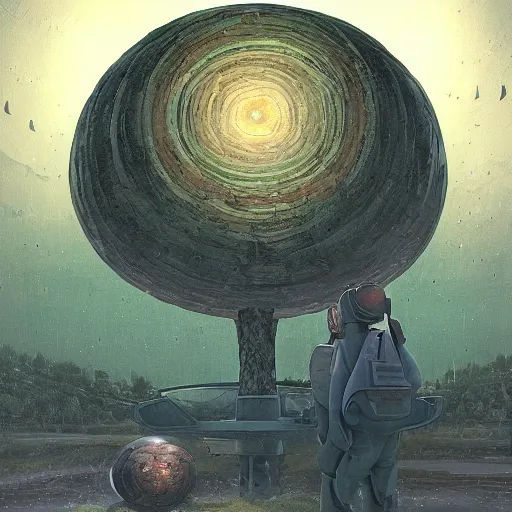 Image similar to crop circles, ufos, alien abductions, alien contact, by tomasz alen kopera and daniel lieske and simon stahlenhag