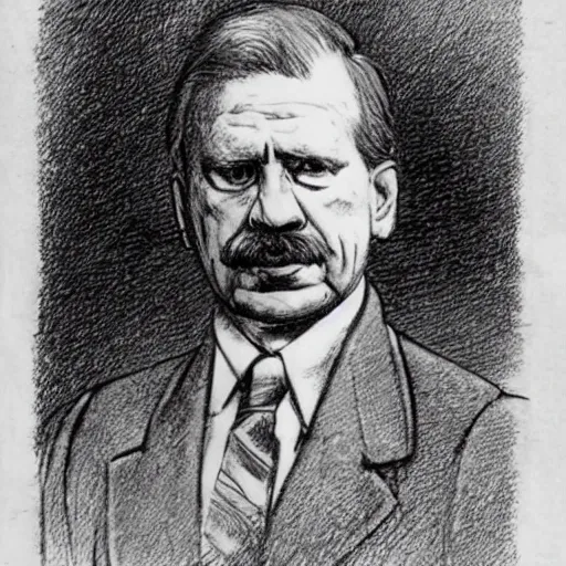 Image similar to president vaclav havel as a character drawn by adolf bork
