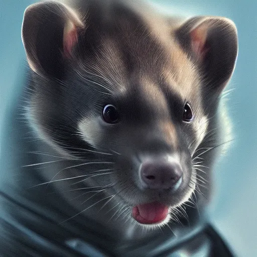 Image similar to A ferret is Batman, hyperdetailed, artstation, cgsociety, 8k