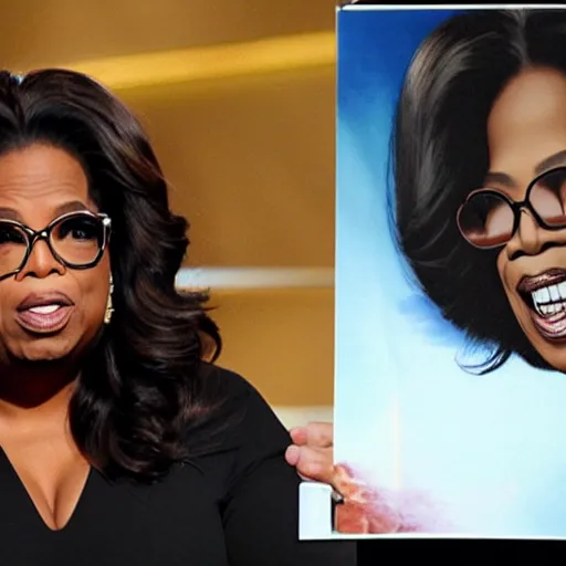 Image similar to oprah as a xenomorph alien hosting talk show