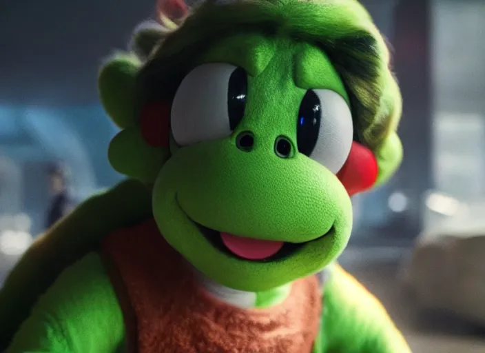 Image similar to film still of yoshi in the new sci - fi movie, 8 k