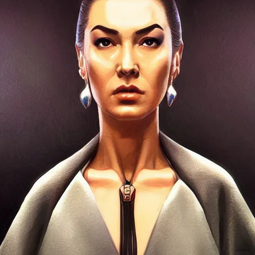 Image similar to steven seagal female, jedi master, wearing the traditional jedi robe, beautiful and uniquely odd looking, detailed symmetrical close up portrait, intricate complexity, in the style of artgerm and ilya kuvshinov, magic the gathering, star wars art