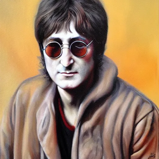 Image similar to John Lennon, oil Painting, HD, 4k, intricate detail