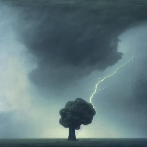 Image similar to killua zoldyck godspeed made by zdzisław beksinski, thunderstorm, 8 k, detailed, cinematic,