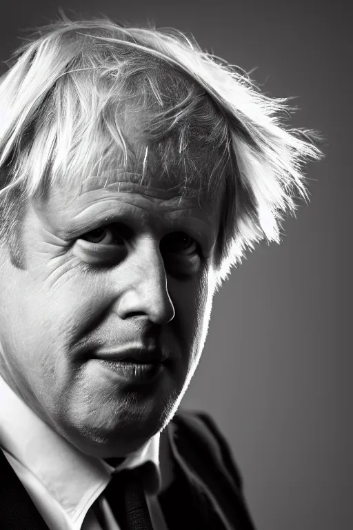 Image similar to boris johnson with very long hair, tied in ponytail, photographed, portrait, photographic, hdr, 4 k