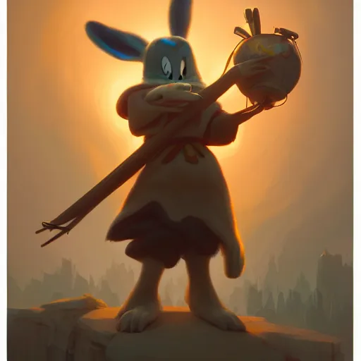 Prompt: looney tunes, extremely detailed digital painting, in the style of fenghua zhong and ruan jia and jeremy lipking and peter mohrbacher, mystical colors, rim light, beautiful lighting, 8 k, stunning scene, raytracing, octane, trending on artstation