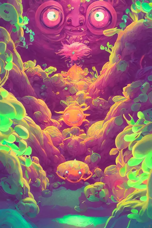 Image similar to roots cactus sushi cristal smurf ghost creature animal sushi cristal very big eye roots cactus elemental flush of force nature micro world fluo fishscale, behance hd by jesper ejsing, by rhads, makoto shinkai and lois van baarle, ilya kuvshinov, rossdraws radiating a glowing aura global illumination ray tracing hdr