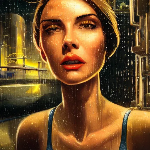 Image similar to detailed face of a woman, clockwork, moment, tectonic sky, skydome, bullet train, turbines, utopian, tech noir, wet reflections, prism, atmospheric, ambient, pj crook, syd mead, livia prima, artgerm, greg rutkowski, nick alm, casey baugh