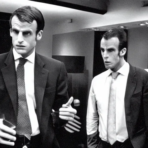 Image similar to the three sons of Emmanuel Macron in American Psycho (1999)