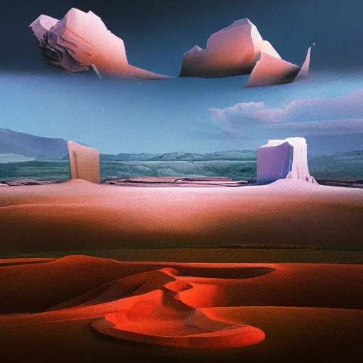 Image similar to A Landscape by Beeple and Salvador Dali