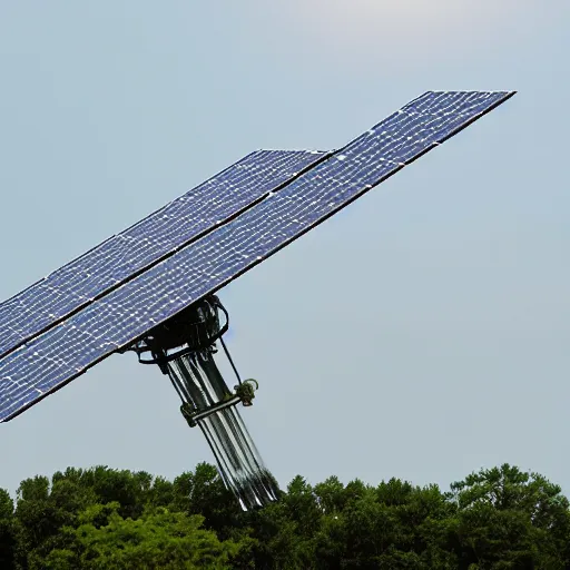 Prompt: a large satellite with solar panels and radio dish.