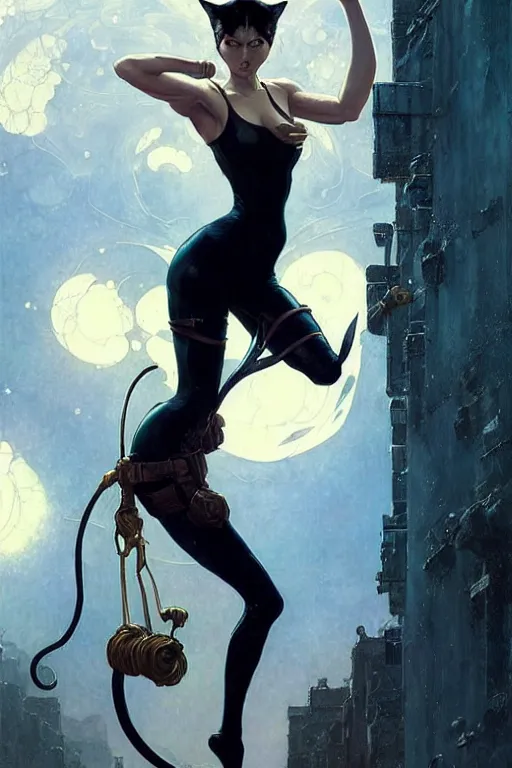 Prompt: aeon flux as a cat picture by Greg Rutkowski, dynamic pose, matte painting, intricate, fantasy concept art, elegant, by Stanley Artgerm Lau, WLOP, golden ratio, thomas kindkade, alphonse mucha, loish, Peter chung, norman Rockwell,