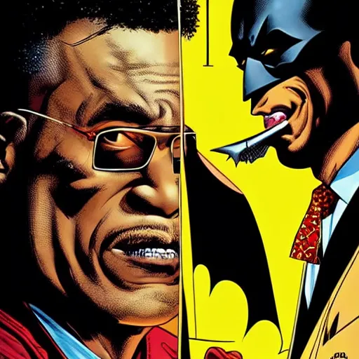 Image similar to batman versus gus fring, poster, movie poster, facing each other, side angle, imax, highly detailed, cel-shaded