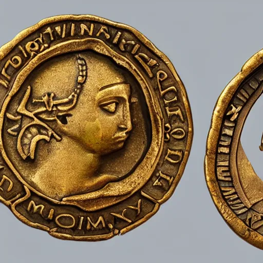 Prompt: a strange veriety collection of oddly shaped intricate ancient golden coins