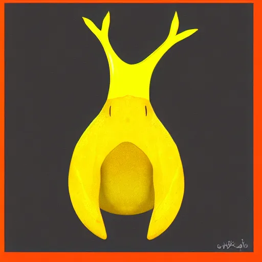 Image similar to banana slug with antlers, digital art