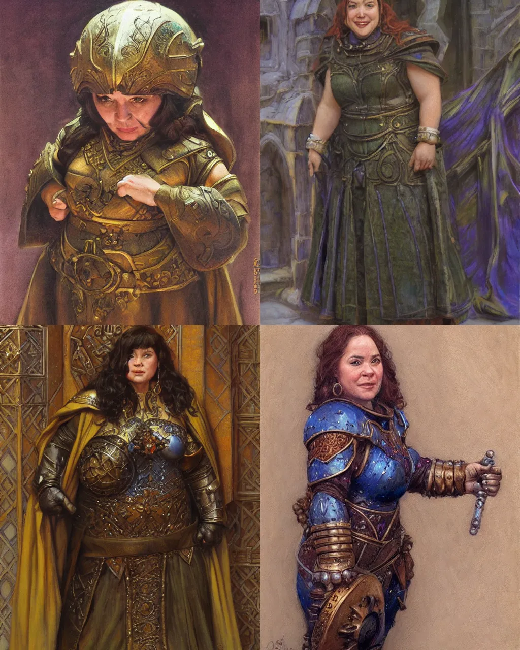 Prompt: female dwarven noblewoman, chubby short stature | by donato giancola