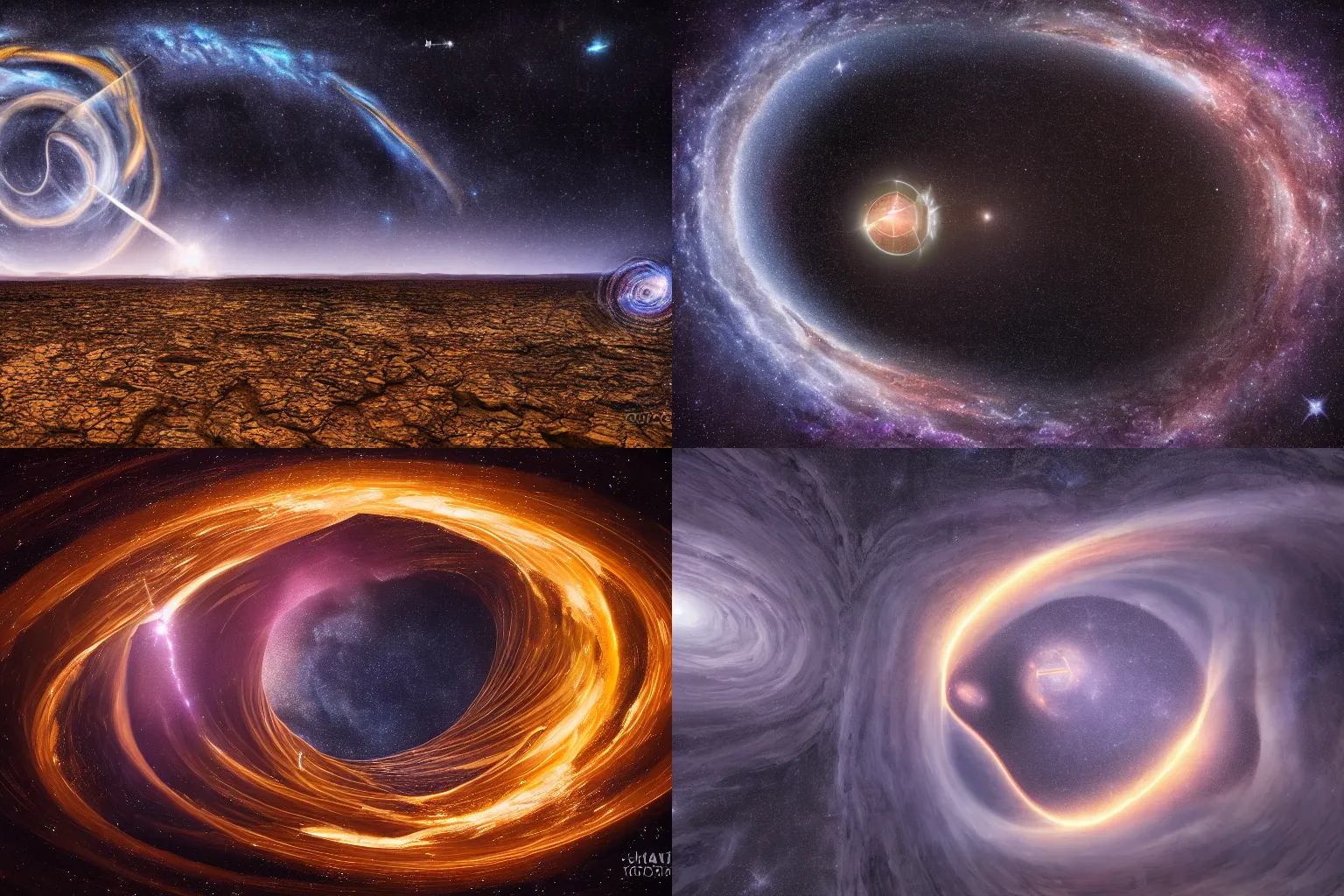 Prompt: photograph traveling through a wormhole, mind-boggling cosmic geometry, breathtaking stars, interstellar, wormholes, astrophotography, NASA, 4K, Detailed, HDR