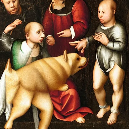 Prompt: shocked corgy dog, renaissance art style