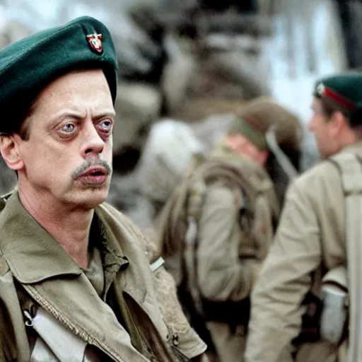 Prompt: Steve Buscemi starring in saving private Ryan