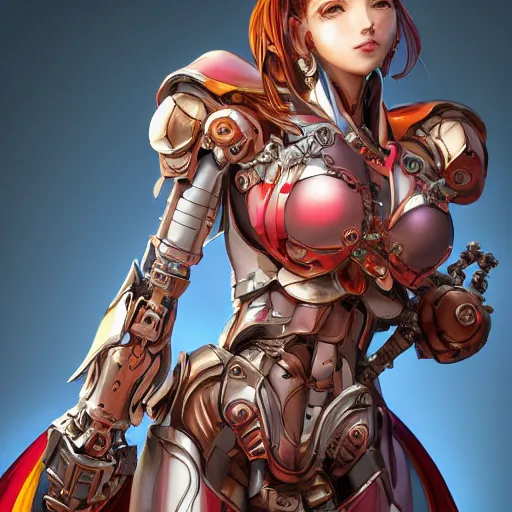 Image similar to studio portrait of lawful good colorful female holy mecha paladin absurdly beautiful, elegant, young sensual graceful woman, ultrafine hyperrealistic detailed face illustration by kim jung gi, irakli nadar, intricate linework, sharp focus, bright colors, matte, octopath traveler, final fantasy, unreal engine highly rendered, global illumination, radiant light, intricate environment