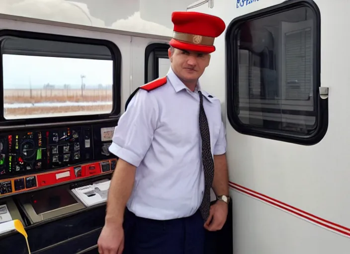 Image similar to train driver of the Russian Railways