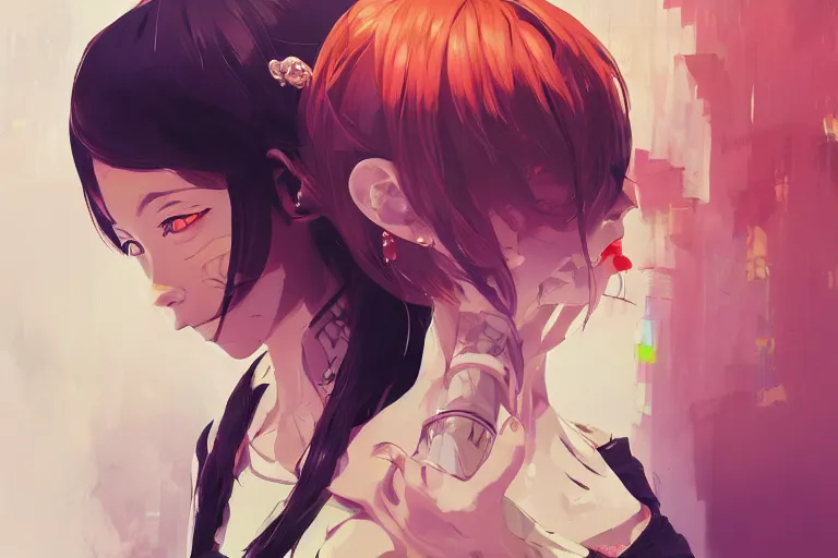Image similar to gangsta girl, cute face, intricate, highly detailed, digital painting, official media, anime key visual, concept art, rich vivid colors, ambient lighting, sharp focus, illustration, art by wlop and ilya kuvshinov and makoto shinkai
