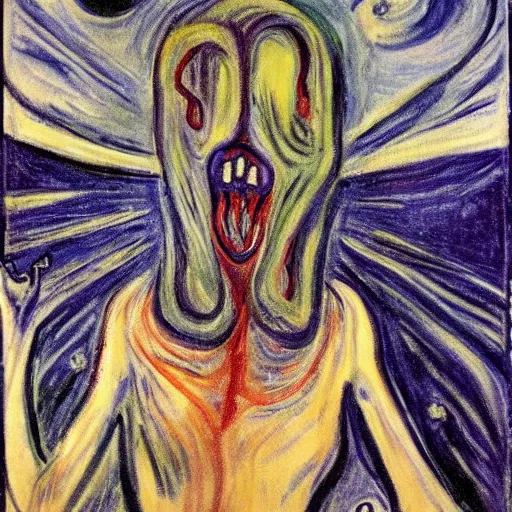 Image similar to lovecraftian horror by edvard munch