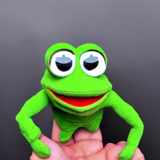 Image similar to pepe frog puppet from the jim henson company