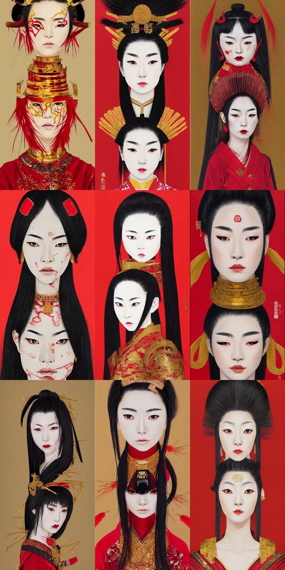 Portrait of a modern Japanese woman in ceremonial red | Stable ...