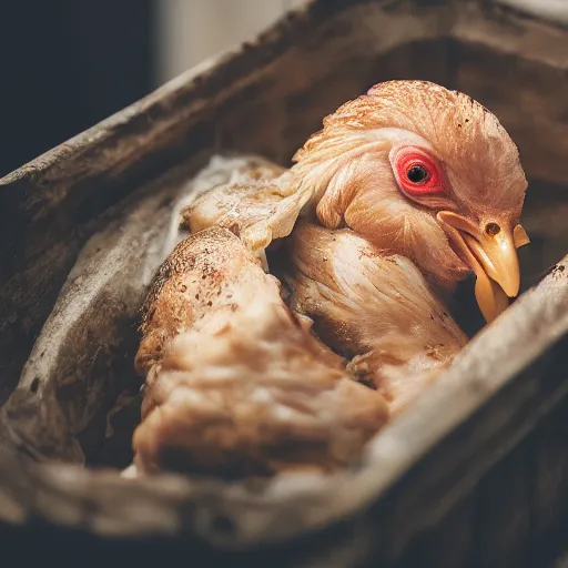 Prompt: chicken ( ( ( chicken fetus ) ) ), trending on unsplash, portrait!!