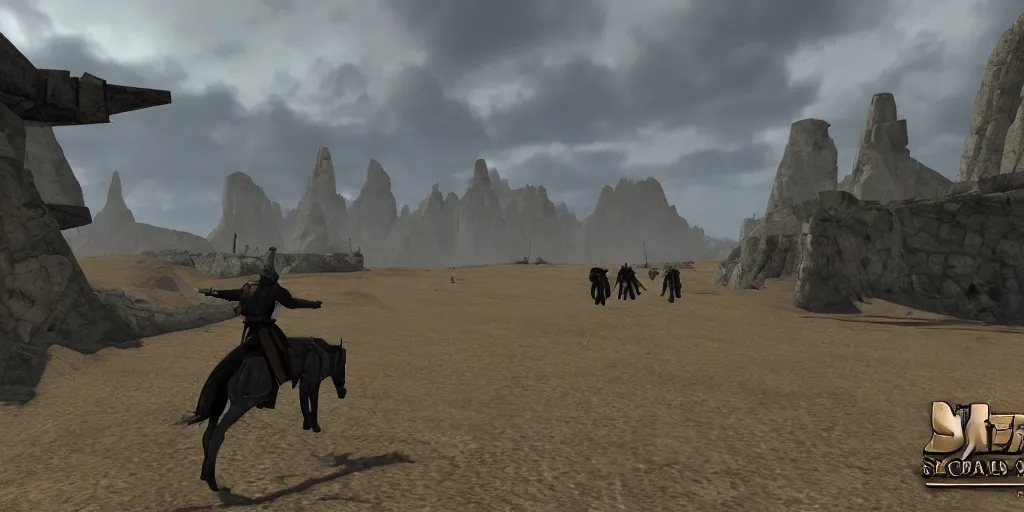 Image similar to mount and blade star wars screenshot riding into battle