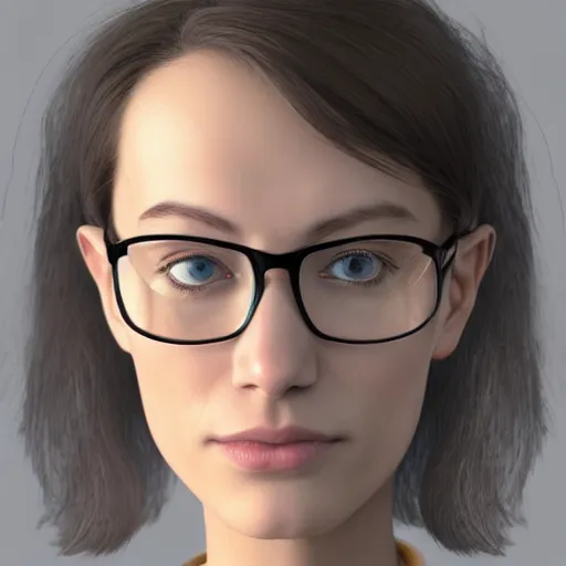 Prompt: character design of a woman that 28 year old, she is blue-eyed female scientist, in square-rimmed glasses, Caucasian appearance with thin lips, strongly pronounced cheekbones and light blond hair, she in scientist\'s jacket with a system of straps and pouches for collecting material, cinematic, hyper detailed, unreal engine 5, concept art, software light, artstation, pixiv, by Tetsuya Nomura, Ayami Kojima, Craig Mullins, Emil Melmoth, artstaion, beautiful, detailed portrait, intricate complexity, artgerm and ilya kuvshinov