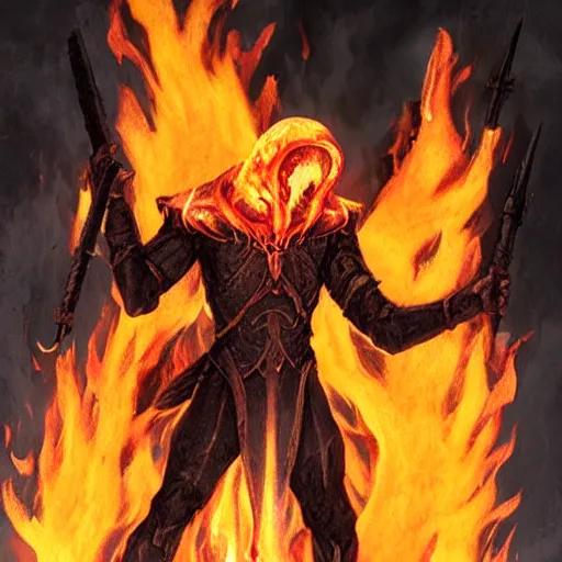 Prompt: omen from valorant made of fire