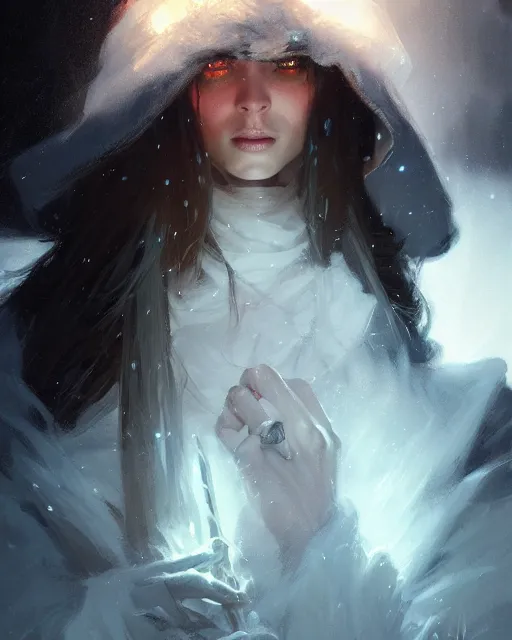 Prompt: epic portrait cinematic shot of a dnd ice wizard, fine details. night setting. realistic shaded lighting poster by craig mullism, artgerm, jeremy lipkin and michael garmash, unreal engine, radiant light, detailed and intricate environment, digital art, trending on art station,