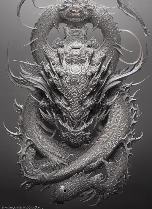 Prompt: subsurface scattering, white, koi, samurai deity with filigree dragon armor, by jesper ejsing, james jean, justin gerard, tomasz alen kopera, cgsociety and fenghua zhong, highly detailed, rim light, cinematic lighting, illustration, art, octane render, very coherent, cinematic, hyper realism, high detail, 8 k