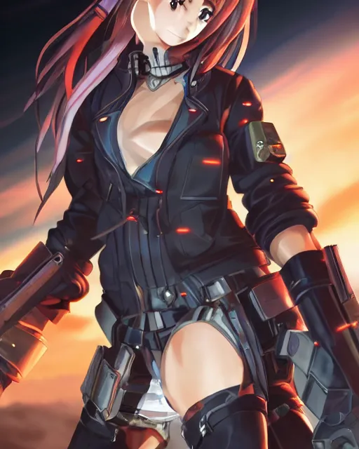 Prompt: full body image of anime girl in mechanic armor in night tokyo by makoto sinkai, perfect face, fine details