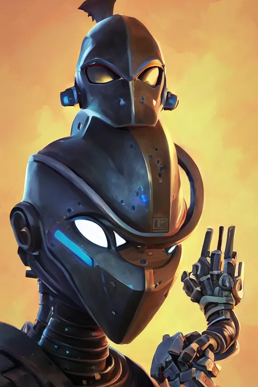 Image similar to epic mask helmet robot ninja portrait stylized as fornite style game design fanart by concept artist gervasio canda, behance hd by jesper ejsing, by rhads, makoto shinkai and lois van baarle, ilya kuvshinov, rossdraws global illumination radiating a glowing aura global illumination ray tracing hdr render in unreal engine 5