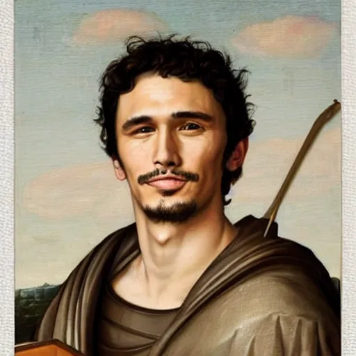 Image similar to a renaissance style portrait painting of James Franco