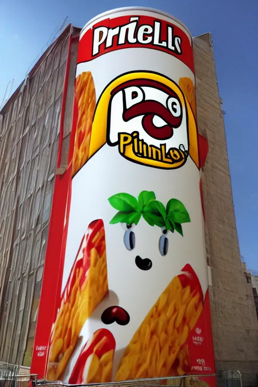 Image similar to a building made of pringles