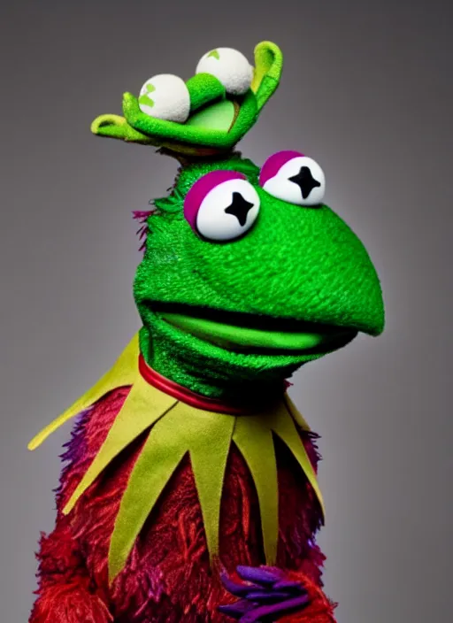 Prompt: studio portrait still of muppet!!!!! loki!!!!!! from avengers infinity war as a muppet muppet as a muppet, 8 k, studio lighting, key light,