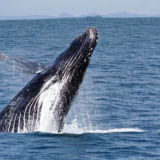 Prompt: view from the back a whales mouth