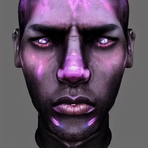 Prompt: a deep completely black shadow man, completely dark, purple eyes, no color, with black magic powers, ultra realistic, 8 k, organic painting, trending on artstation