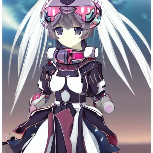 Prompt: cute fumo guardian girl, mecha, anime girl