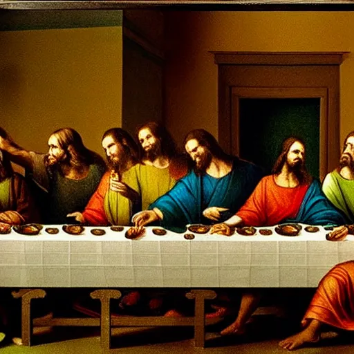 Image similar to the true last supper, jesus and his disciples, religious iconography