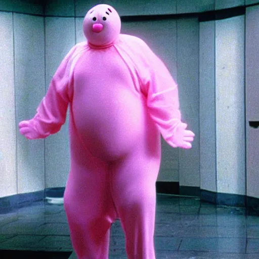 Prompt: Mr Blobby in The Matrix (1999)